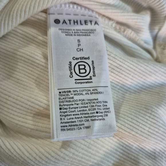 Athleta Presence Ribbed Sweater Deep V Back In Ivory Small - Picture 5 of 8